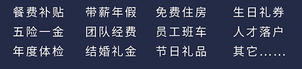 尊龙凯时人生就博官网登录,ag尊龙凯时，尊龙凯时员工福利：餐费补贴、五险一金、年度体检、带薪年假、团队经费、结婚礼金、免费住房、员工班车、节日礼品、生日礼券、人才落户、其它……