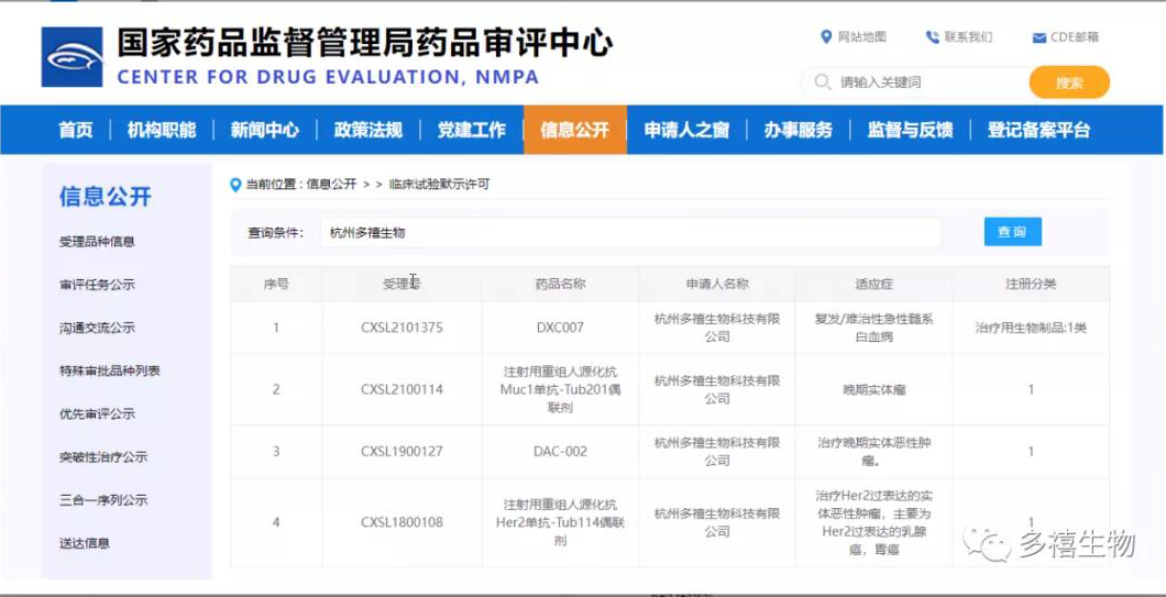 DXC007获批临床信息（图片来自NMPA官网）.png